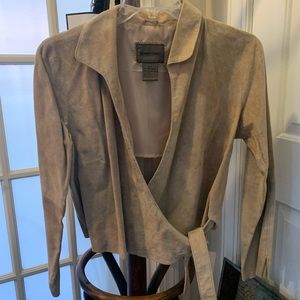 Brandon Thomas Vintage Suede Wrap Top